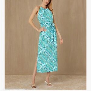 Lilly Pulitzer Bingham Midi Dress Small Turquoise, Green, Pink